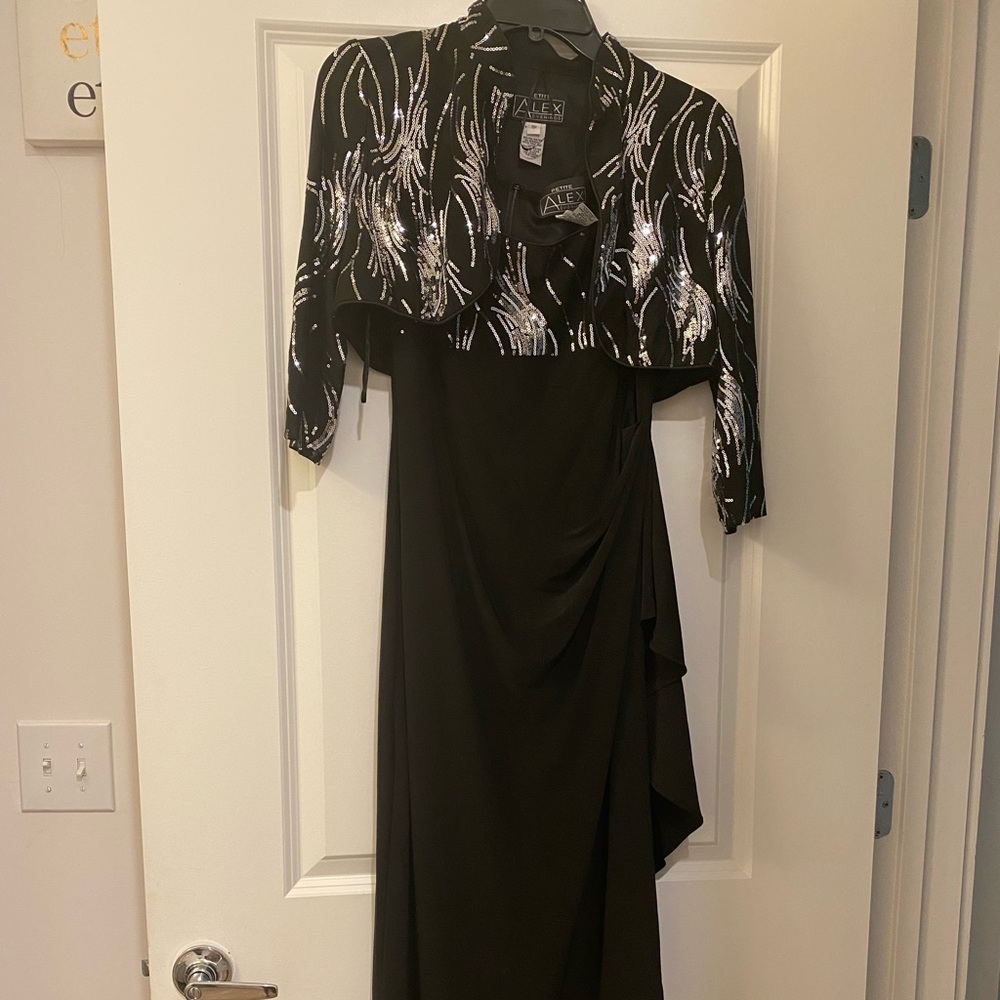 Black bling long party dress with jacket